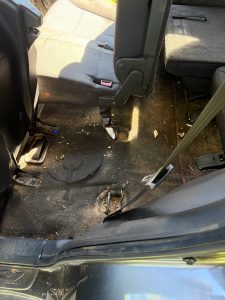 Rat infested car plus sand before