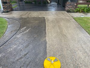 Before and after pressure washing